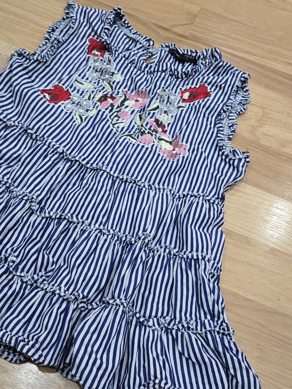 Romeo & Juliet Couture Navy and White Striped Top Size M
